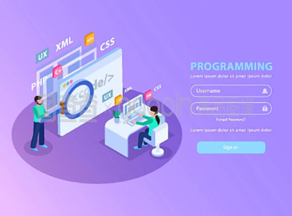 网页开发中的等距设计 登录界面中的图像与字段应用